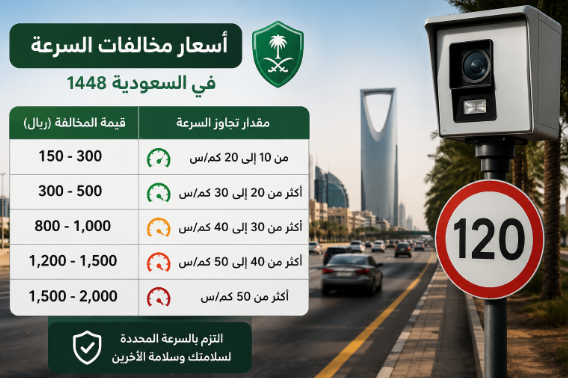 أسعار المخالفات المرورية السرعة